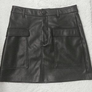Zara Faux Leather Mini Skirt Front Pockets